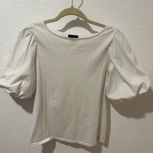Ann Taylor Off White Puff Sleeve Top